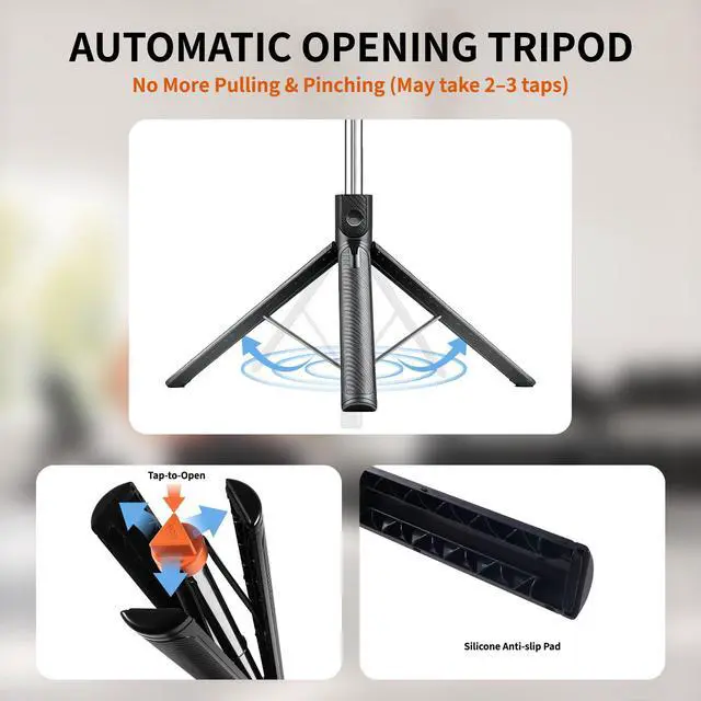 Alt view image 6 of 7 - 67" Phone Tripod Selfie Stick for iPhone & Android with Wireless Remote