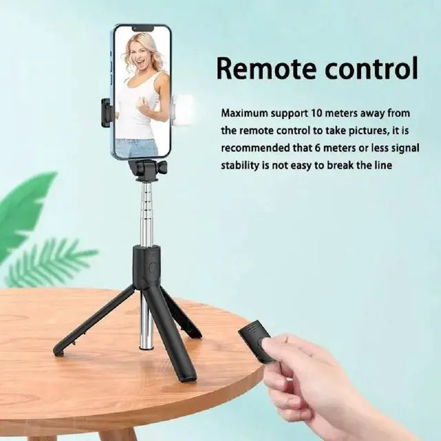 Alt view image 5 of 7 - Selfie Stick Tripod with Light,3 in 1 Extendable Selfie Stick with Wireless Remote,Portable Phone Tripod Stand Compatible with iPhone 16 15 14,Samsung Smartphone and More