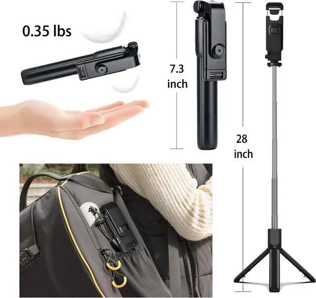Alt view image 2 of 2 - Portable Selfie Stick Tripod, 3 in 1 Extendable Selfie Stick Phone Holder for iPhone 14/13/13 Pro/13 Pro Max/12/12 Pro/X/XR/XS/8/7/6S,Android Samsung Smartphone