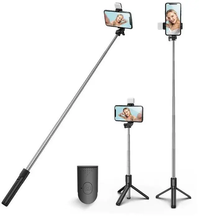 Main image of Selfie Stick Tripod with Light,3 in 1 Extendable Selfie Stick with Wireless Remote,Portable Phone Tripod Stand Compatible with iPhone 16 15 14,Samsung Smartphone and More