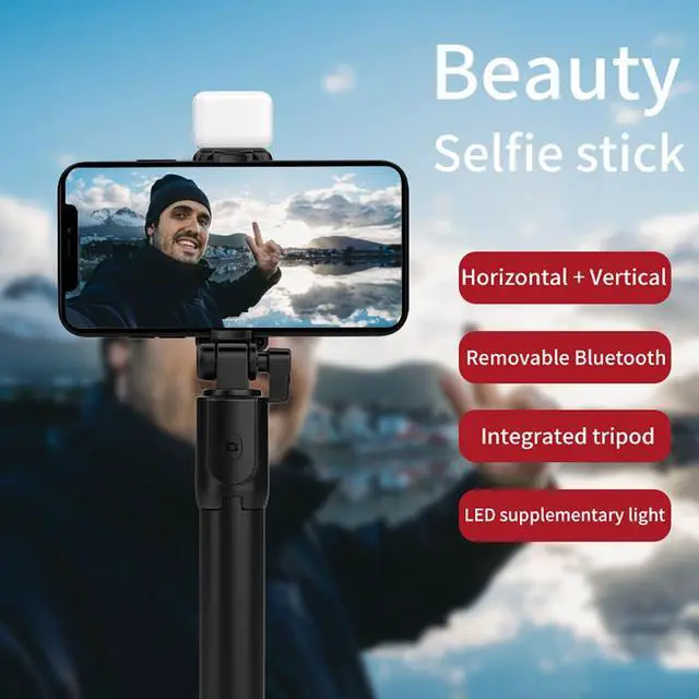 Alt view image 2 of 7 - Selfie Stick Tripod with Light,3 in 1 Extendable Selfie Stick with Wireless Remote,Portable Phone Tripod Stand Compatible with iPhone 16 15 14,Samsung Smartphone and More
