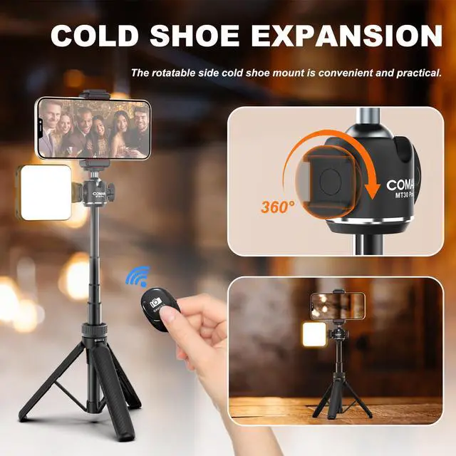 Alt view image 3 of 7 - Selfie Stick for iPhone, 24" Phone Tripod with Remote 360° Ball Head, Portable Stand for Cell Phone iPhone 17/16/15/14/13/12 Pro Max/Android Gopro