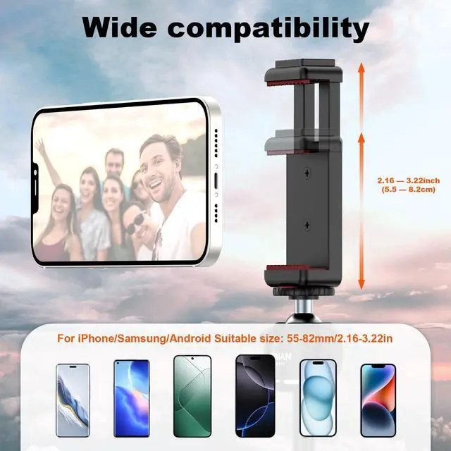 Alt view image 7 of 7 - Selfie Stick for iPhone, 24" Phone Tripod with Remote 360° Ball Head, Portable Stand for Cell Phone iPhone 17/16/15/14/13/12 Pro Max/Android Gopro