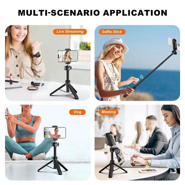 Alt view image 4 of 7 - Selfie Stick for iPhone, 24" Phone Tripod with Remote 360° Ball Head, Portable Stand for Cell Phone iPhone 17/16/15/14/13/12 Pro Max/Android Gopro