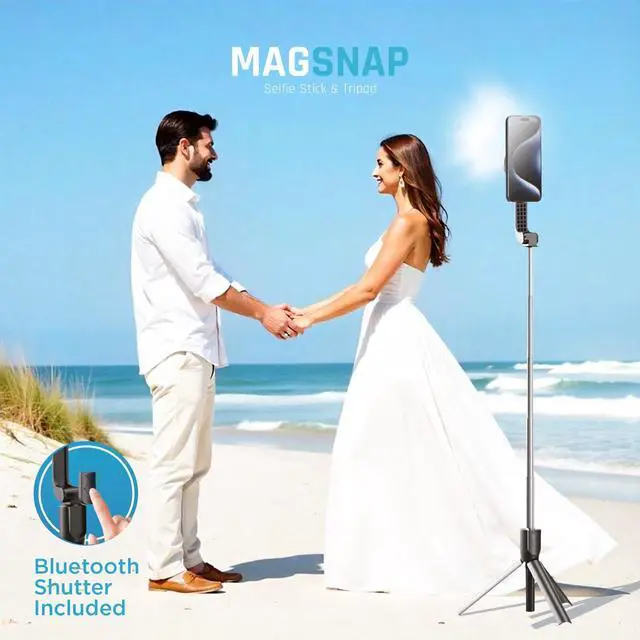 Alt view image 4 of 7 - Magnetic Selfie Stick Tripod with Remote Adjustable up to 26", Strong Upgraded Magnet + Bluetooth Remote| Selfie Stick for iPhone 12 and Newer Travel-Friendly, Great for Video Recording