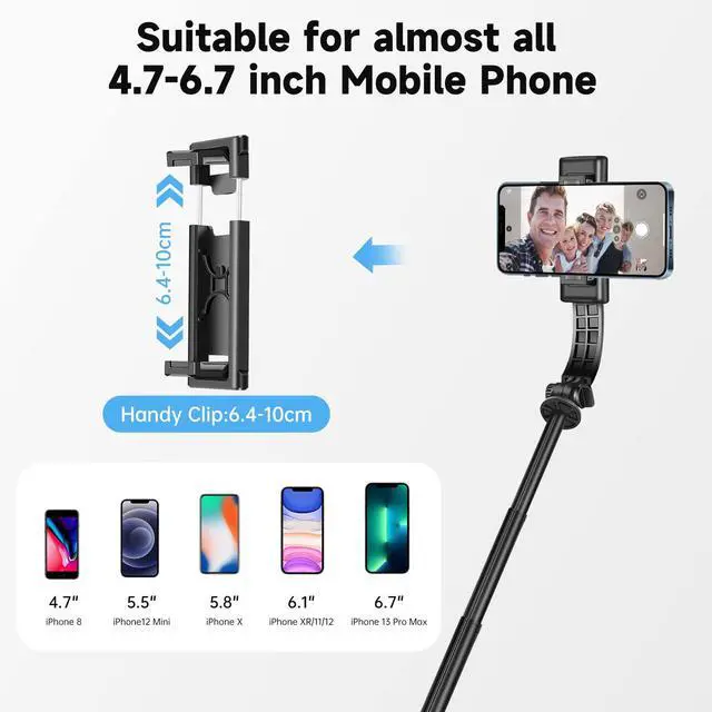 Alt view image 3 of 7 - Phone Tripod & Selfie Stick with Light, Support 360° Rotation, Black