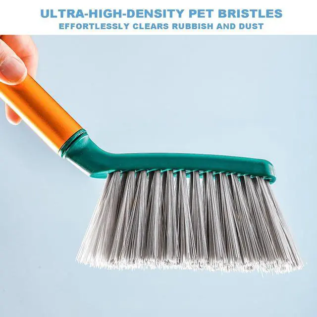Alt view image 7 of 7 - Small Broom with Dustpan Combo Set Mini Broom and Brush Set Hand Sweeper for Cleaning Desk Office Kitchen Pet Nest (Green)