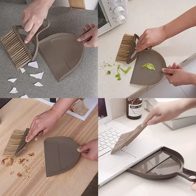 Alt view image 3 of 7 - Mini Broom and Small Dustpan Brush - Mini Broom and Dustpans, Small Broom and Dustpan Set, Mini Dustpan and Brush Set, Hand Broom and Dustpan Set for Home and Pets.