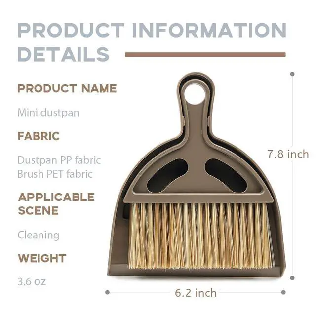 Alt view image 4 of 7 - Mini Broom and Small Dustpan Brush - Mini Broom and Dustpans, Small Broom and Dustpan Set, Mini Dustpan and Brush Set, Hand Broom and Dustpan Set for Home and Pets.