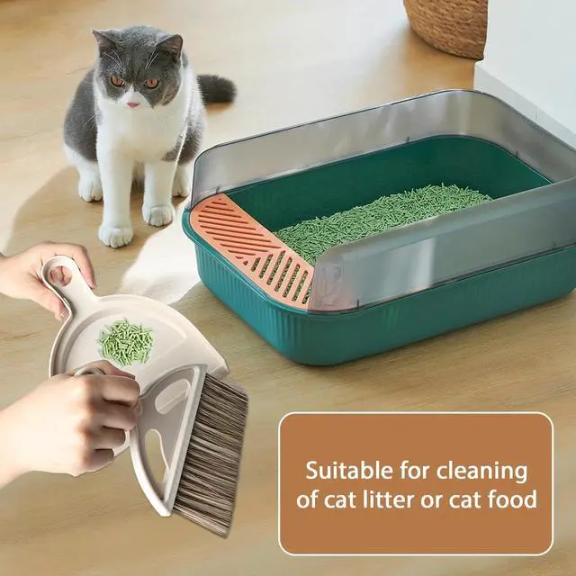 Alt view image 3 of 7 - Mini Broom and Small Dustpan Brush - Hand Broom and Dustpan Set, Mini Dust pan and Brush Set, Small Dust pan for Cat Litter, Kitchen, Tables, Countertops, Cars, etc.