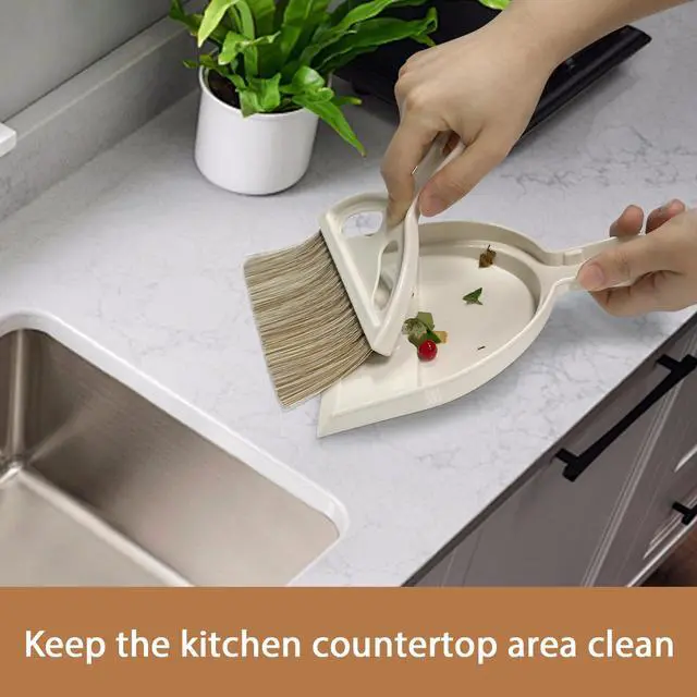 Alt view image 2 of 7 - Mini Broom and Small Dustpan Brush - Hand Broom and Dustpan Set, Mini Dust pan and Brush Set, Small Dust pan for Cat Litter, Kitchen, Tables, Countertops, Cars, etc.