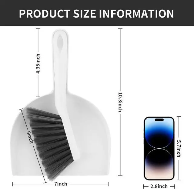 Alt view image 2 of 7 - Small Broom and Dustpan Set, Dustpan and Brush Set, White