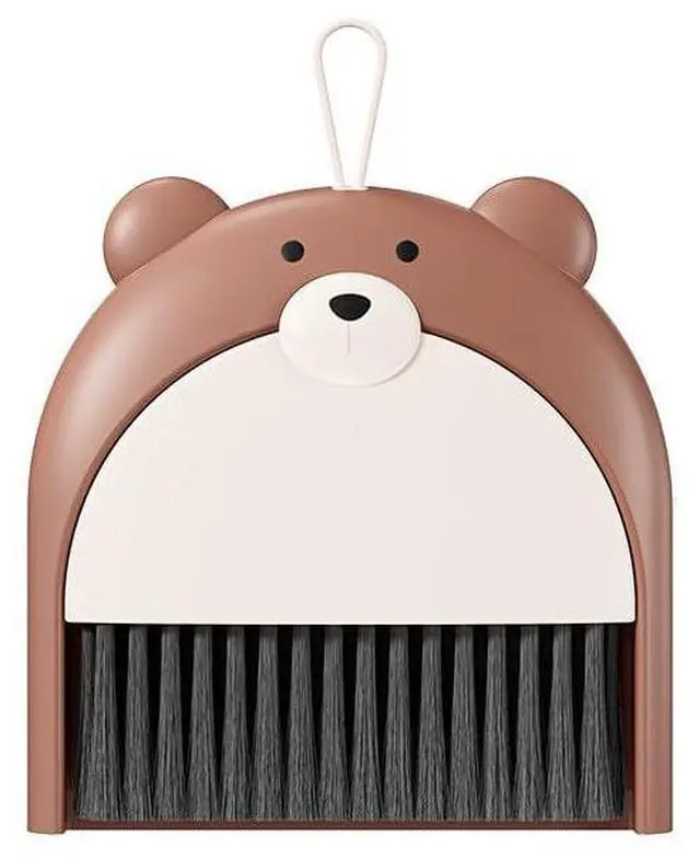 Main image of Mini Broom and Dustpan Set 6.2x6.3 Inches Compact Hand Broom for Desktop Table Countertop Car Office Kitchen Small Space Cleaning (Brown)