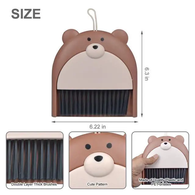 Alt view image 2 of 6 - Mini Broom and Dustpan Set 6.2x6.3 Inches Compact Hand Broom for Desktop Table Countertop Car Office Kitchen Small Space Cleaning (Brown)