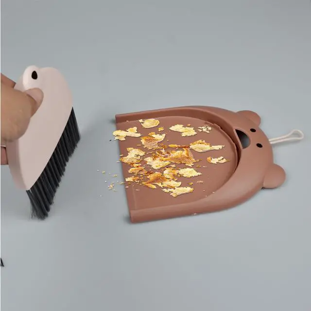 Alt view image 5 of 6 - Mini Broom and Dustpan Set 6.2x6.3 Inches Compact Hand Broom for Desktop Table Countertop Car Office Kitchen Small Space Cleaning (Brown)
