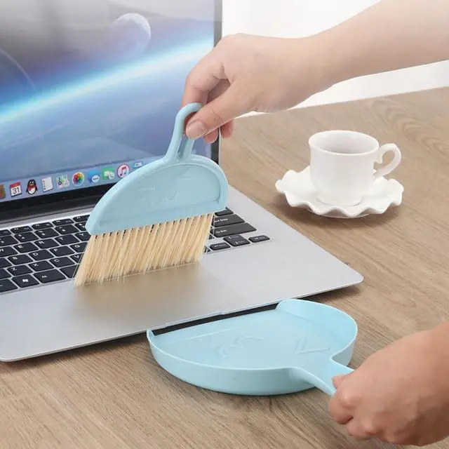 Alt view image 4 of 7 - Small Broom and Dustpan Set, Portable Mini Dustpan and Brush Set, Lightweight Dust Pan and Brush Set, Desktop Cleaning Supplies for Tabletop, Keyboard, Small Space and Pet Areas
