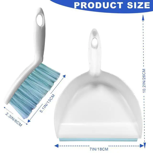 Alt view image 5 of 7 - Mini Broom and Dustpan Set Small Dust pan & Brush Set Portable Cleaning Tools for Home Office RV Camping Learning (Blue)