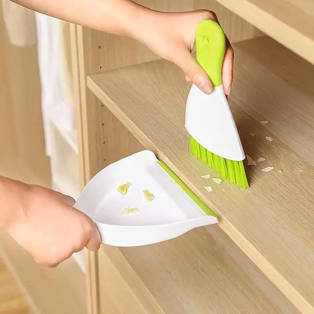 Alt view image 2 of 6 - Dust pan Broom Brush Dustpan - Small Broom and Dustpan Set, Mini Broom and Dustpan, Small Dustpans and Brush Set for Home Cleaning, Sofa,Desk,Guinea Pig Cage,Cat Litter, etc. (Green