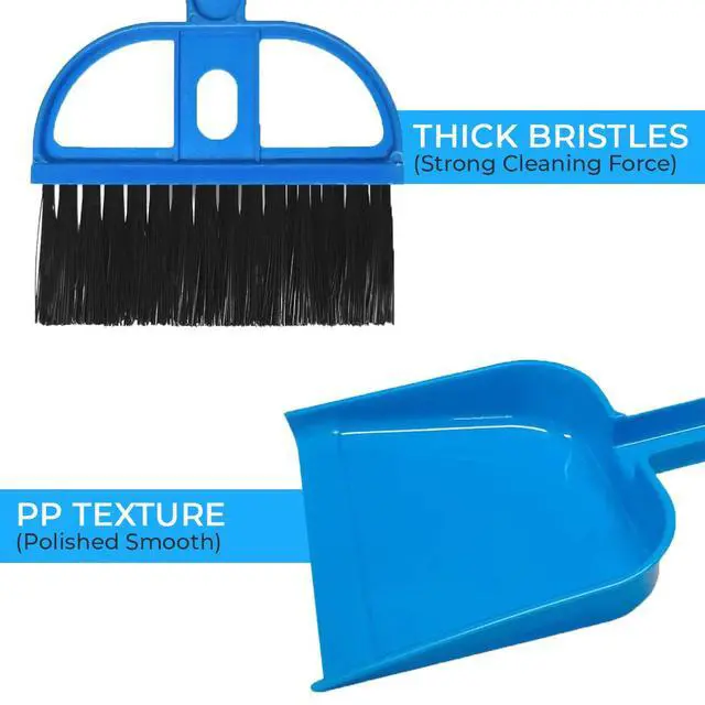 Alt view image 4 of 6 - Mini Broom and Dustpan Set - Compact Cleaning Kit for Home, Car, Camping, Small Spaces, Pet Cleanup, and Travel - Durable Small Broom and Dustpan Set Mini - Mint Green Broom