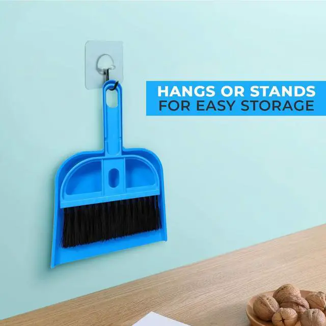 Alt view image 6 of 6 - Mini Broom and Dustpan Set - Compact Cleaning Kit for Home, Car, Camping, Small Spaces, Pet Cleanup, and Travel - Durable Small Broom and Dustpan Set Mini - Mint Green Broom
