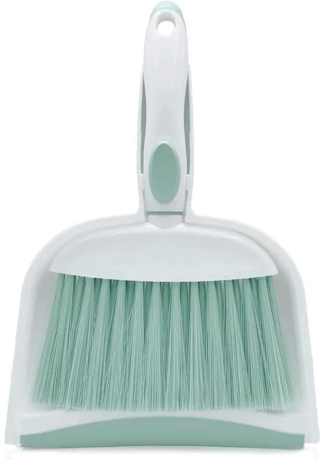 Main image of Broom Dustpan Brush Small Dust pan: Small Broom and Dustpan Set Mini Dust pan and Brush Set for Desk, Home, Camping Tent (Light Green)