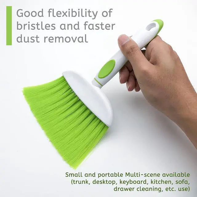 Alt view image 6 of 6 - Broom Dustpan Brush Small Dust pan: Small Broom and Dustpan Set Mini Dust pan and Brush Set for Desk, Home, Camping Tent (Light Green)