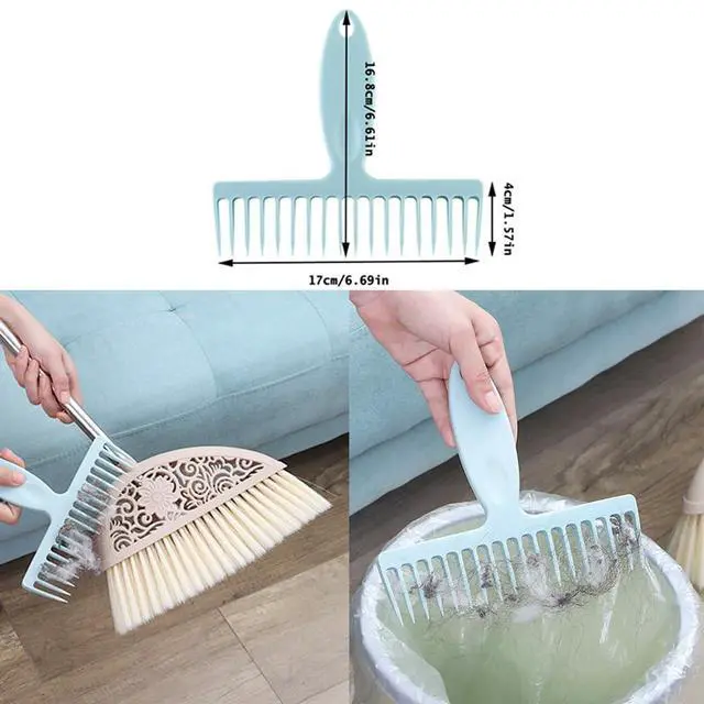 Alt view image 2 of 7 - 2 Pack Broom Cleaning Tool Hair Removal Comb Cleaner for One Sweep Broom Commercial Dust Mop Floor Sweeper Stand Up Broom Upright Dustpan Combo Set Removing Hair Dust on Brooms