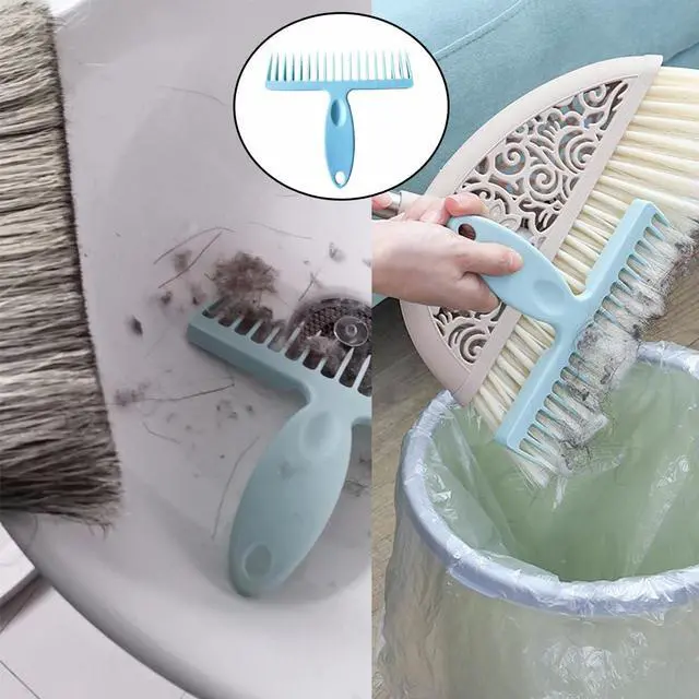 Alt view image 5 of 7 - 2 Pack Broom Cleaning Tool Hair Removal Comb Cleaner for One Sweep Broom Commercial Dust Mop Floor Sweeper Stand Up Broom Upright Dustpan Combo Set Removing Hair Dust on Brooms