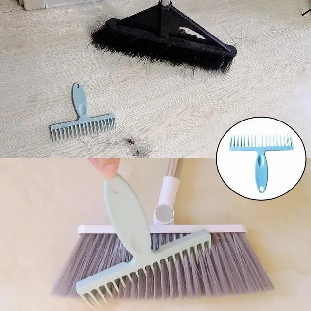 Alt view image 4 of 7 - 2 Pack Broom Cleaning Tool Hair Removal Comb Cleaner for One Sweep Broom Commercial Dust Mop Floor Sweeper Stand Up Broom Upright Dustpan Combo Set Removing Hair Dust on Brooms