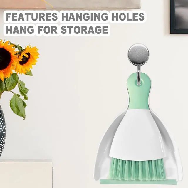Alt view image 4 of 7 - Mini Broom with Dustpan Combo Set Small Dust pan and Brush Set Quick Cleanup Tools for Kitchen Table Keyboards Pets Nest Sofa (Green)