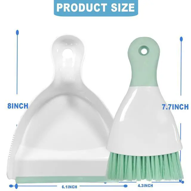 Alt view image 7 of 7 - Mini Broom with Dustpan Combo Set Small Dust pan and Brush Set Quick Cleanup Tools for Kitchen Table Keyboards Pets Nest Sofa (Green)