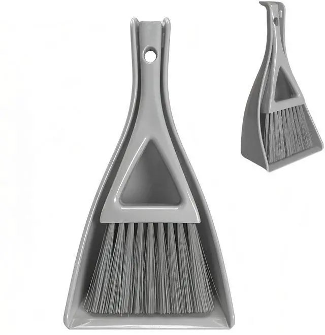Main image of Dust Pan Broom Brush Dustpan -Mini Broom and Dustpan Combo Set, Handheld Sweeper Cleaning for Tables, Keyboards, Guinea Pig Cage, and Cat Litter, etc. (Grey)