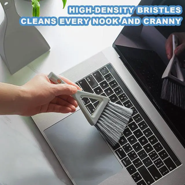 Alt view image 2 of 7 - Dust Pan Broom Brush Dustpan -Mini Broom and Dustpan Combo Set, Handheld Sweeper Cleaning for Tables, Keyboards, Guinea Pig Cage, and Cat Litter, etc. (Grey)