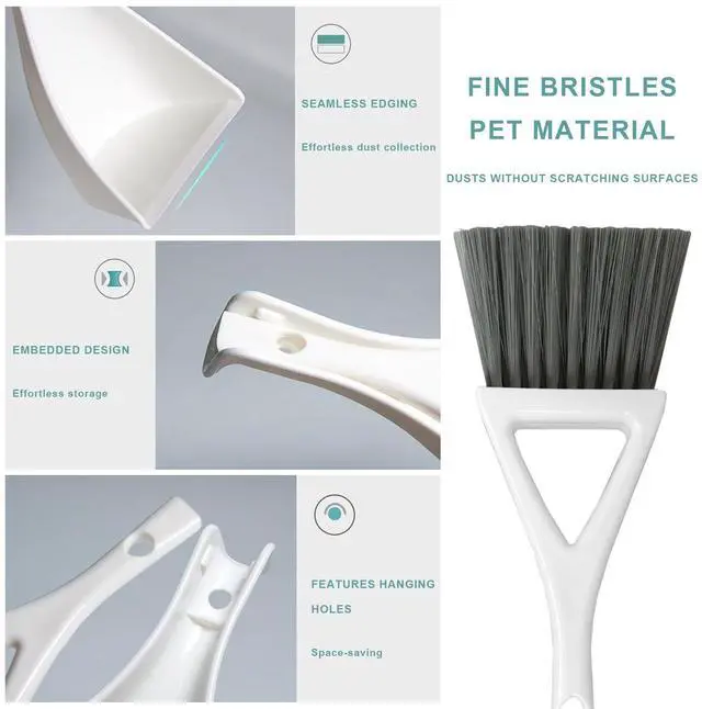 Alt view image 4 of 7 - Dust Pan Broom Brush Dustpan -Mini Broom and Dustpan Combo Set, Handheld Sweeper Cleaning for Tables, Keyboards, Guinea Pig Cage, and Cat Litter, etc. (Grey)