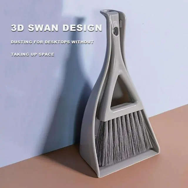 Alt view image 6 of 7 - Dust Pan Broom Brush Dustpan -Mini Broom and Dustpan Combo Set, Handheld Sweeper Cleaning for Tables, Keyboards, Guinea Pig Cage, and Cat Litter, etc. (Grey)