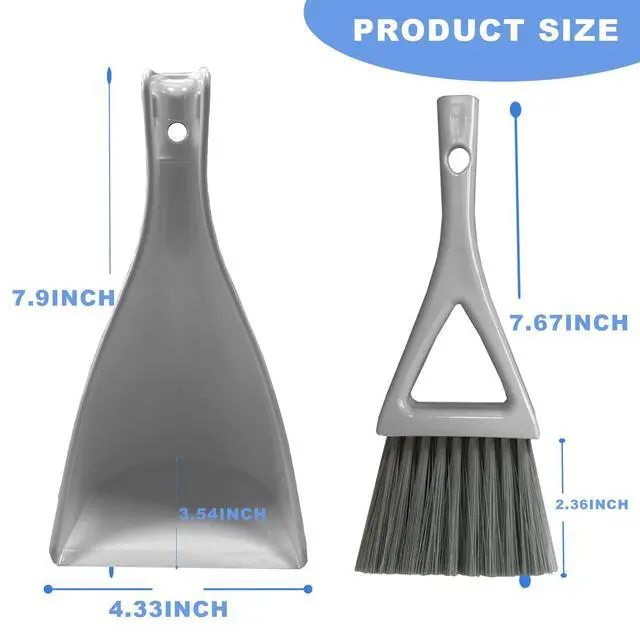 Alt view image 7 of 7 - Dust Pan Broom Brush Dustpan -Mini Broom and Dustpan Combo Set, Handheld Sweeper Cleaning for Tables, Keyboards, Guinea Pig Cage, and Cat Litter, etc. (Grey)