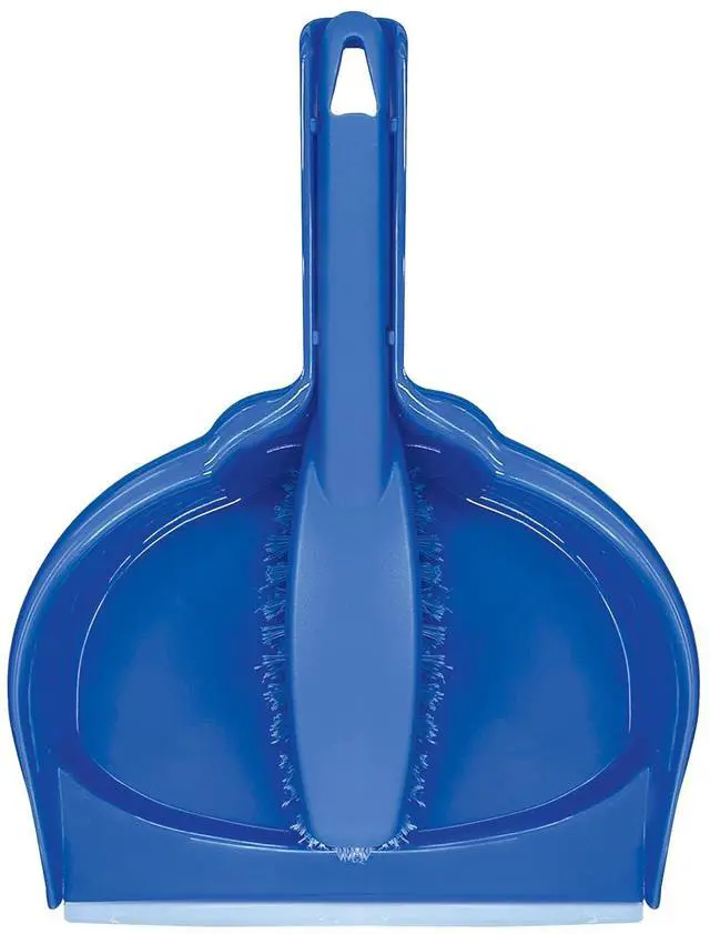 Main image of Clip On Dust Pan & Brush Set, w/Easy Dust, Dirt & Debris Catching Rubber Lip, Flagged Fiber Bristled Brush, Hang Hole for Easy Storage