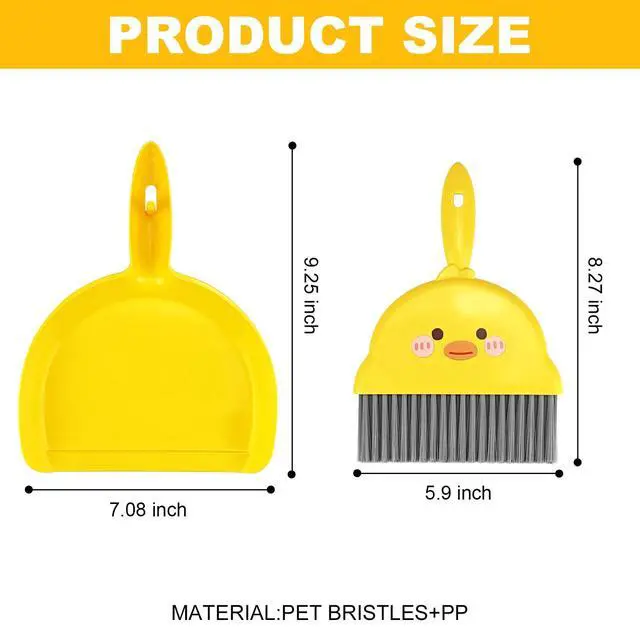 Alt view image 2 of 7 - 1Pc Small Dust Pan and Brush Set,Cute Yellow Mini Broom and Dustpan Set