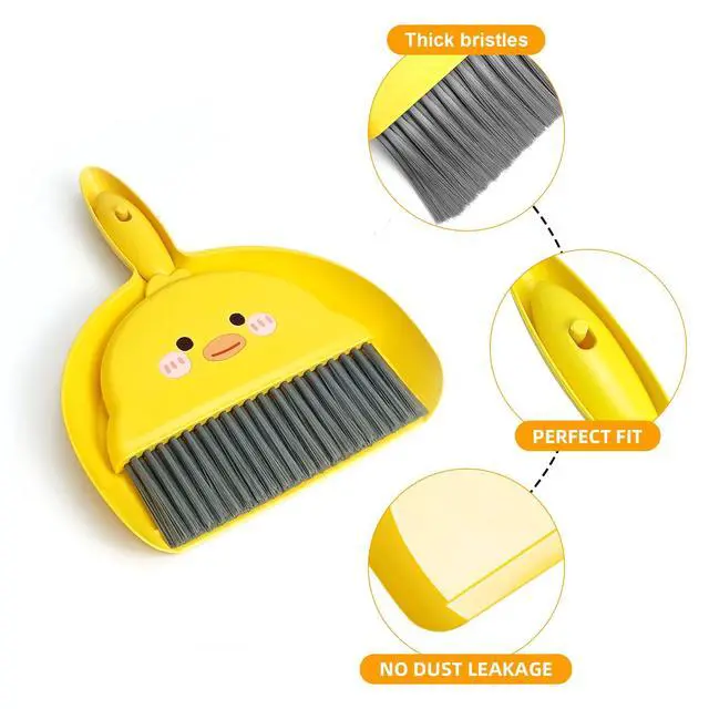 Alt view image 3 of 7 - 1Pc Small Dust Pan and Brush Set,Cute Yellow Mini Broom and Dustpan Set