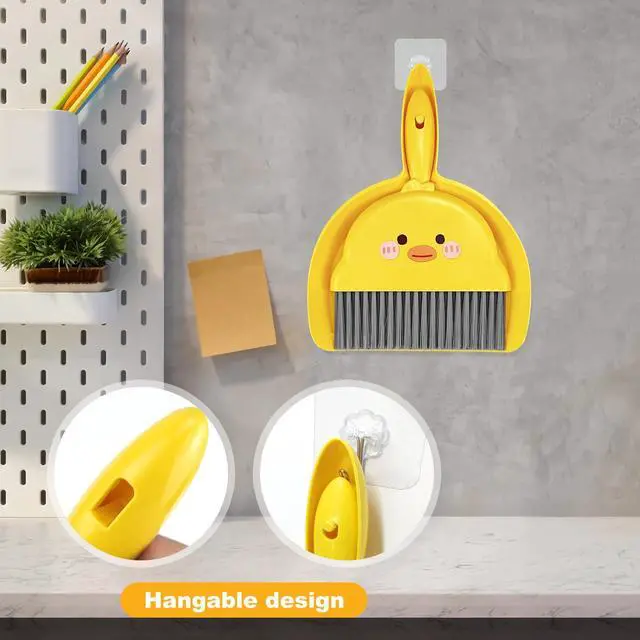 Alt view image 7 of 7 - 1Pc Small Dust Pan and Brush Set,Cute Yellow Mini Broom and Dustpan Set