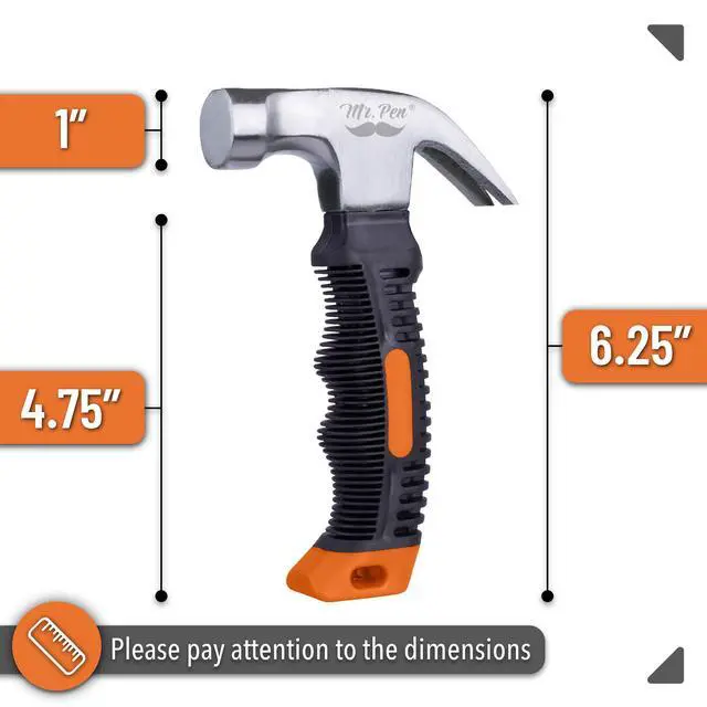 Alt view image 2 of 7 - Claw Hammer, 8oz, Orange, Magnetic