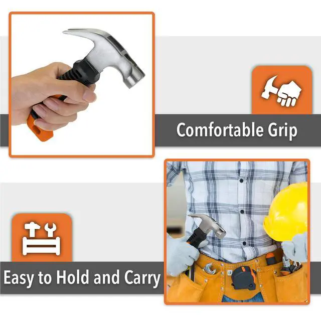 Alt view image 4 of 7 - Claw Hammer, 8oz, Orange, Magnetic