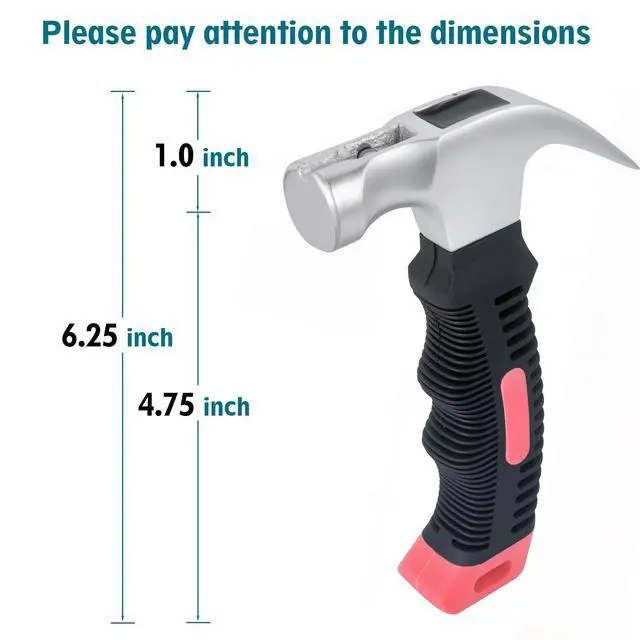 Alt view image 2 of 7 - Small Claw Hammer - Mini Hammer for Women&Kids, Camping Hammer, Stubby Tack Hammer, Nail Hammer with Magnetic (Red)