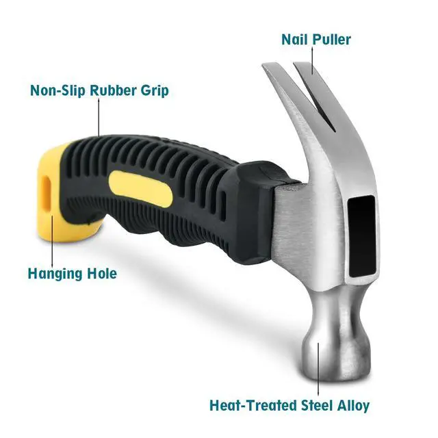 Alt view image 3 of 7 - 8 oz Small Claw Hammer - Mini Hammer for Women&Kids - Little Hammer for Household Projects, Woodworking & DIY Tasks