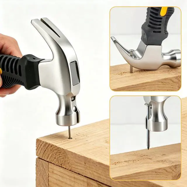 Alt view image 2 of 6 - 8oz Small Magnetic Claw Hammer Mini Hammer for Women&Kids, Camping Hammer, Stubby Tack Hammer, Nail Hammer