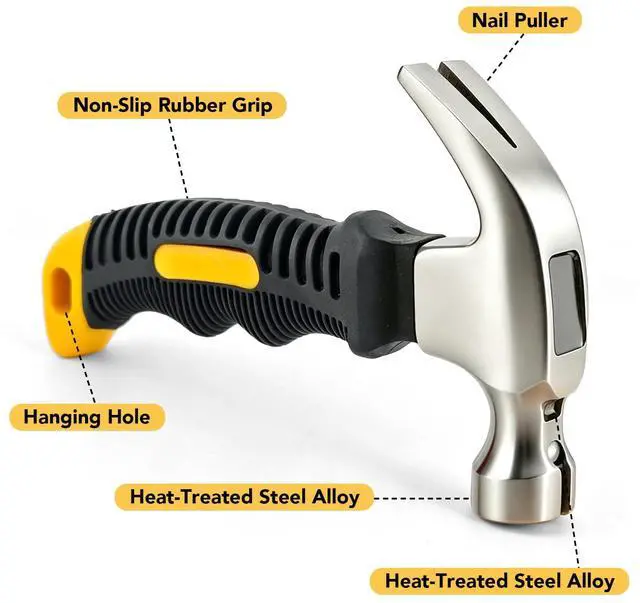 Alt view image 4 of 6 - 8oz Small Magnetic Claw Hammer Mini Hammer for Women&Kids, Camping Hammer, Stubby Tack Hammer, Nail Hammer