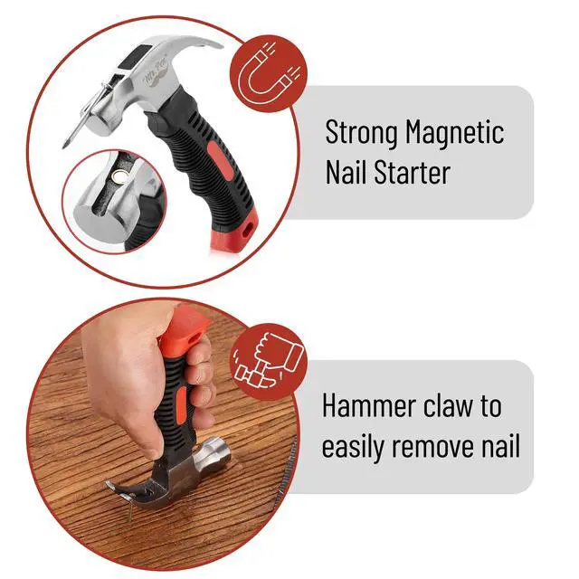 Alt view image 4 of 7 - Claw Hammer, 8oz, Red, Magnetic