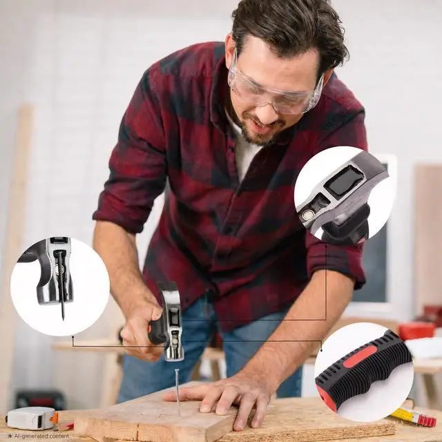 Alt view image 7 of 7 - Claw Hammer, 8oz, Red, Magnetic