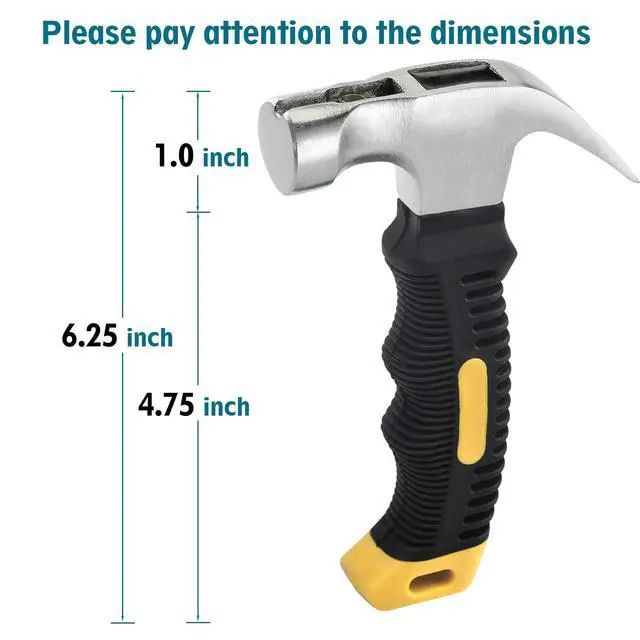 Alt view image 2 of 7 - Small Claw Hammer - Mini Hammer for Women&Kids, Camping Hammer, Stubby Tack Hammer, Nail Hammer with Magnetic