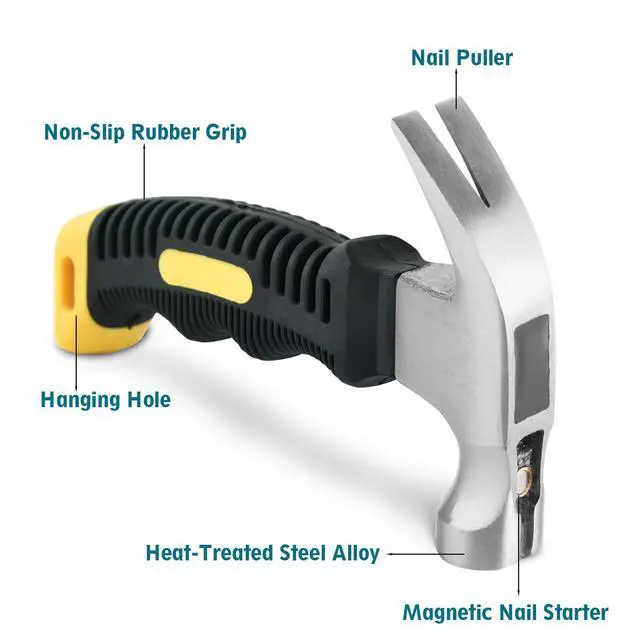 Alt view image 3 of 7 - Small Claw Hammer - Mini Hammer for Women&Kids, Camping Hammer, Stubby Tack Hammer, Nail Hammer with Magnetic